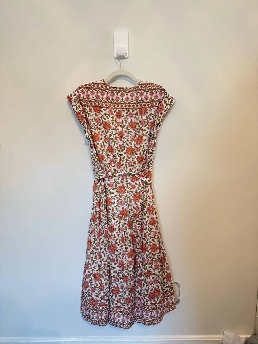 Veronica Beard Lexington Garden Floral Print Cotton Midi Dress Sz 8 Belted Lined - Picture 9 of 11